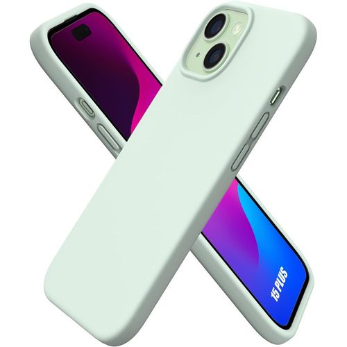 Coque Pour Iphone 15 Plus - Protection Silicone Liquide Vert Mat Anti-Rayures - Booling