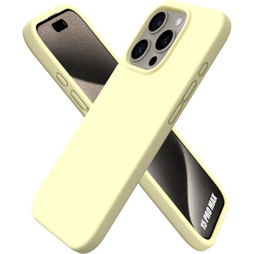 Coque Pour Iphone 15 Pro Max - Protection Silicone Liquide Mat Antichoc Slim - Jaune - Booling