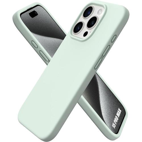 Coque Pour Iphone 15 Pro Max, Protection Silicone Liquide Effet Mat - Vert - Booling