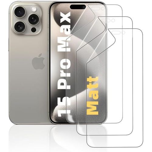 Kal-Mat Film Hydrogel Pour Iphone 15 Pro Max, 3 Pièces Tpu Film Protection Écran Matte, Flexible Film De Protection D'écran, Antireflets, Anti-Traces