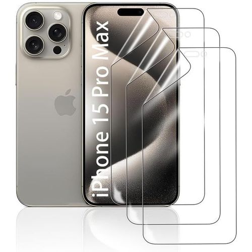Kal-Film De Protection D'écran Hydrogel Pour Iphone 15 Pro Max, 3 Pièces Tpu Souple Transparent Hd Anti-Bulles Anti-Rayures Anti-Traces De Doigts Auto-Réparatrice