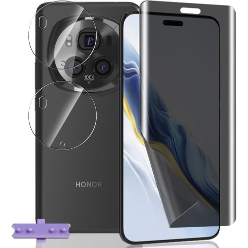 Kal-Protection Écran Anti Espion Pour Honor Magic 6 Pro, [1 Pièce] Anti-Spy Film Tpu Souple Et [2 Pièces] Verre Trempé Protecteur Caméra, Privacy Flexible Protège Écran Pour Honor Magic 6 Pro