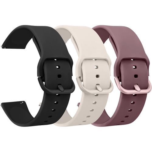 Kal-3pack Bracelets De Montres Silicone, Remplacement Dégagement Rapide Pour Femme Homme 22mm (22mm, Starlight/Fumée Violette)