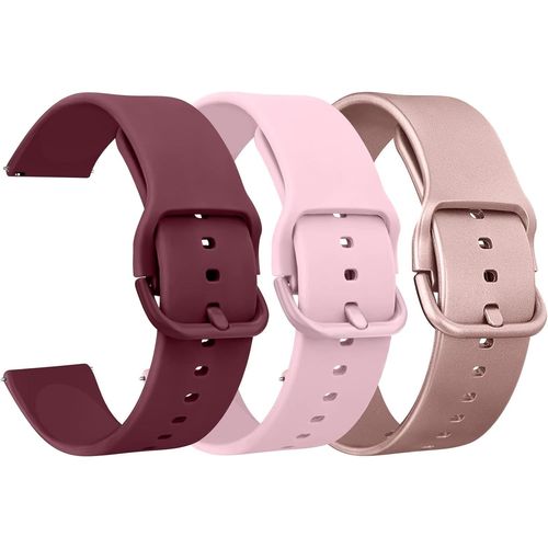 Kal-3pack Bracelets De Montres Silicone 22mm, Remplacement Dégagement Rapide Pour Femme Homme 20mm 22mm (22mm, Vin Rouge/Rose/Or Rose)