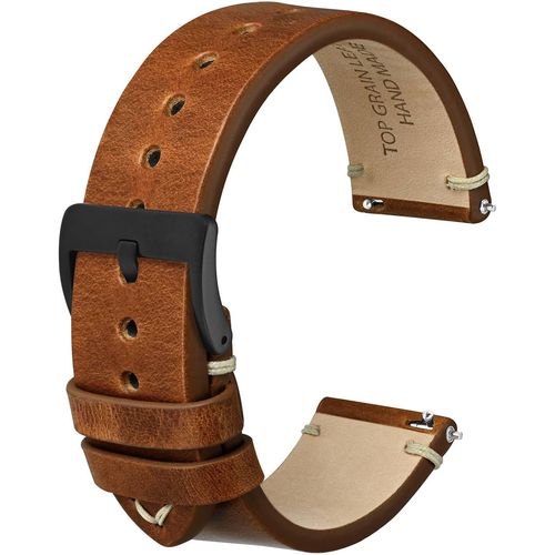 Kal-Bracelet De Montre En Cuir Pleine Fleur À Dégagement Rapide Pour Hommes Et Femmes - Largeur Au Choix 18mm 20mm 22mm
