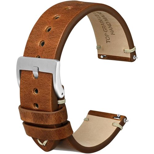 Kal-Bracelet De Montre En Cuir Pleine Fleur À Dégagement Rapide Pour Hommes Et Femmes - Largeur Au Choix 18mm 20mm 22mm