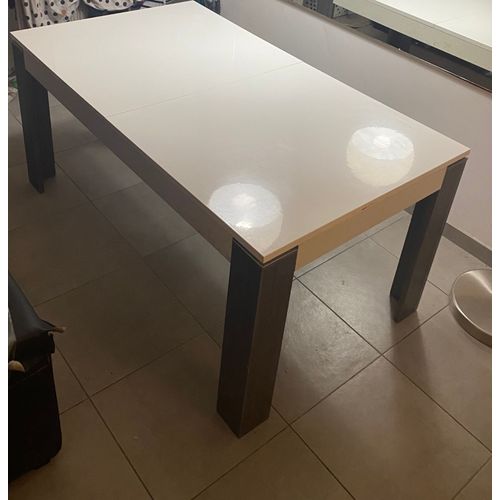 Table À Manger Extensible Couleur Blanc Laqué Pied Gris 180x90
