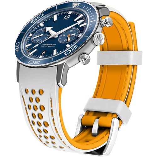 Kal-Durable Bracelet En Silicone Bicolore Extrémité Incurvée 20mm 22mm Sport Automobile Bracelet En Caoutchouc Bleu Orange Rouge Noir Vert Armée Vert Hommes Femmes