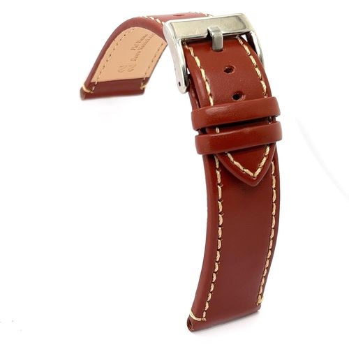 Kal-Bracelet Montre Cuir Veau Lisse Sport Plat Couture Blanche \U2013 Tailles 14mm 16mm 18mm 20mm 22mm 24mm \U2013 Élégant Et Robuste 373