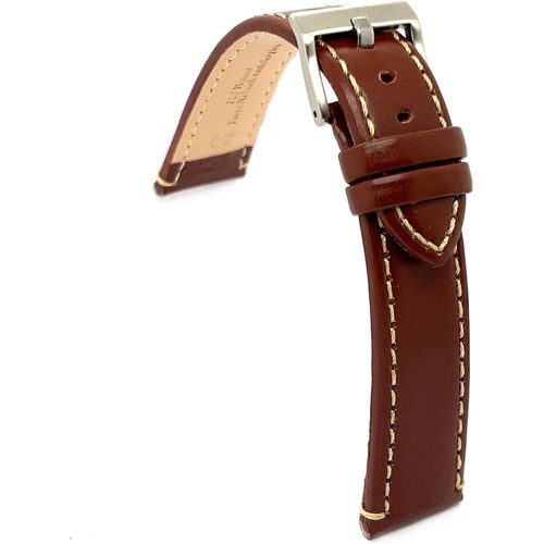 Kal-Bracelet Montre Cuir Veau Lisse Sport Plat Couture Blanche \U2013 Tailles 14mm 16mm 18mm 20mm 22mm 24mm \U2013 Élégant Et Robuste 373
