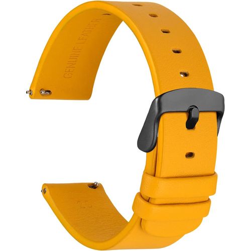 Kal-Bracelet De Montre Plats Minces, Cuir De Grain Supérieur, Liberation Rapide, Bande De Remplacement Pour Homme Et Femme, 18mm 20mm 22mm