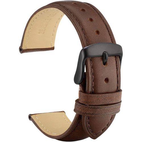 Kal-Vintage Bracelet De Montre En Cuir Avec Boucle Noire, Sangles De Rechange Pour Hommes 18mm 19mm 20mm 21mm 22mm 23mm 24mm