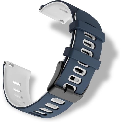 Kal-Bracelet Silicone Pour Largeur Pattes De Montre 22mm, Doux Et Confortable, Étanche, Bracelet De Remplacement Sport Pour Hommes Femmes - Bleu Blanc