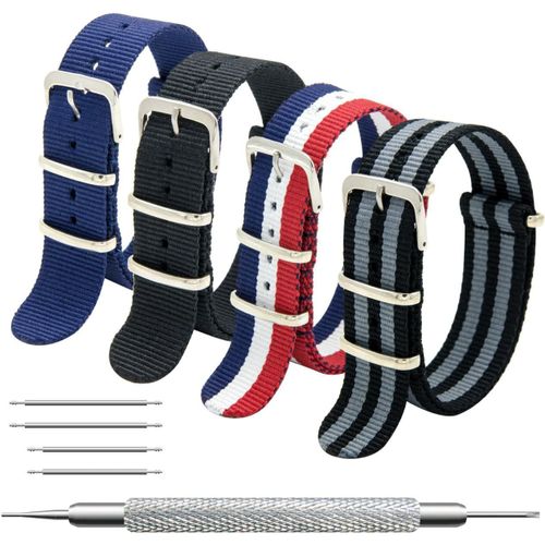 Kal-Bracelet De Montre 4/8 Paquet Bracelet 16mm 18mm 20mm 22mm 24mm Bandes En Nylon Balistique Bracelet Avec Boucle En Acier Inoxydable