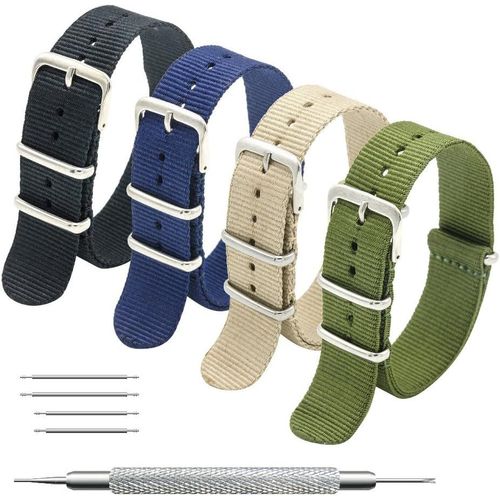 Kal-Bracelet De Montre 4/8 Paquet Bracelet 16mm 18mm 20mm 22mm 24mm Bandes En Nylon Balistique Bracelet Avec Boucle En Acier Inoxydable