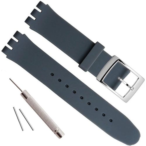 Kal-Bracelet De Montre Étanche En Caoutchouc De Silicone Plaqué Argent Avec Boucle En Acier Inoxydable (20 Mm, Gris Foncé), 20 Mm