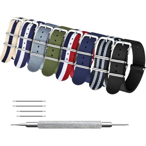 Kal-Bracelet De Montre 4/8 Paquet Bracelet 16mm 18mm 20mm 22mm 24mm Bandes En Nylon Balistique Bracelet Avec Boucle En Acier Inoxydable