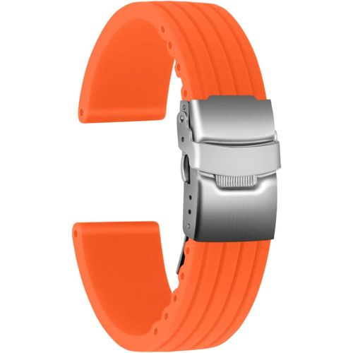 Kal-Gummi Uhrenarmband Ersatzarmband Ersatz Kautschuk Armbanduhr Wasserfest Stripe Pattern - 16mm, 18mm, 20mm, 22mm, 24mm Uhrenband Mit Edelstahl Faltschließe