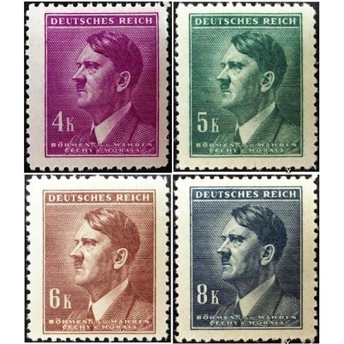 Tchécoslovaquie, Bohème Moravie, Occupation Allemande, 1942, Très Beaux Timbres Neufs** Luxe Yvert 91 92 93 94, Portraits Chancelier Hitler.