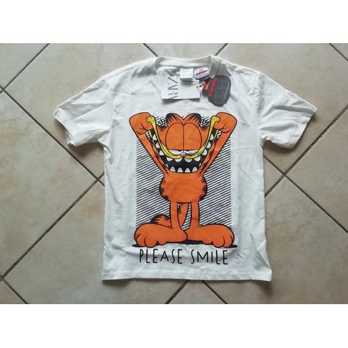Idée Cadeau / Tee Shirt Zara - Garfield 9-10 Ans ( Grand 8 Ans ) Neuf Avec Étiquette!!