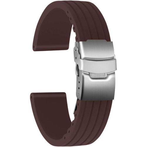 Kal-Gummi Uhrenarmband Ersatzarmband Ersatz Kautschuk Armbanduhr Wasserfest Stripe Pattern - 16mm, 18mm, 20mm, 22mm, 24mm Uhrenband Mit Edelstahl Faltschließe