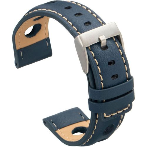 Kal-Bracelet En Cuir De Veau Perforé Style Rallye Racing \U2013 Design Sportif Pour Montre \U2013 Tailles 20mm 22mm 24mm \U2013 Noir, Marron, Bordeaux Ou Bleu Marine P355
