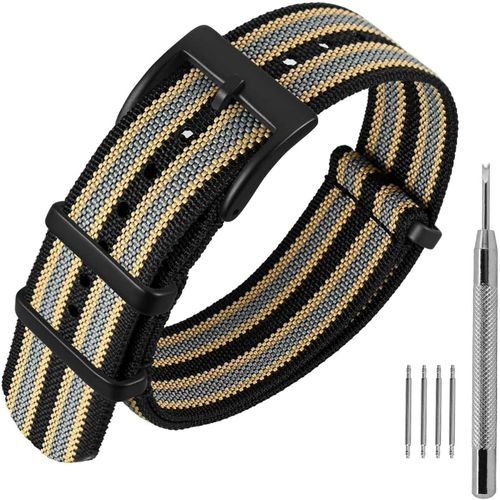 Kal-Bracelet De Montre En Nylon Avec Boucle En Acier Inoxydable, Sport Bande De Remplacement 16mm 18mm 20mm 22mm