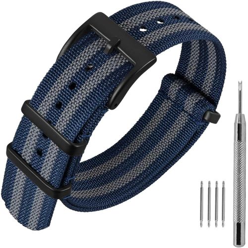Kal-Bracelet De Montre En Nylon Avec Boucle En Acier Inoxydable, Sport Bande De Remplacement 16mm 18mm 20mm 22mm