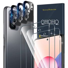 Kal-3 Pièces Protection Écran Pour Xiaomi Redmi Note 10/Note 10s(Ne Convient Pas Note 10 5g) Avec 3 Pièces Caméra Protection Écran,Verre Trempé Membrane,9h Dureté - Anti-Rayures