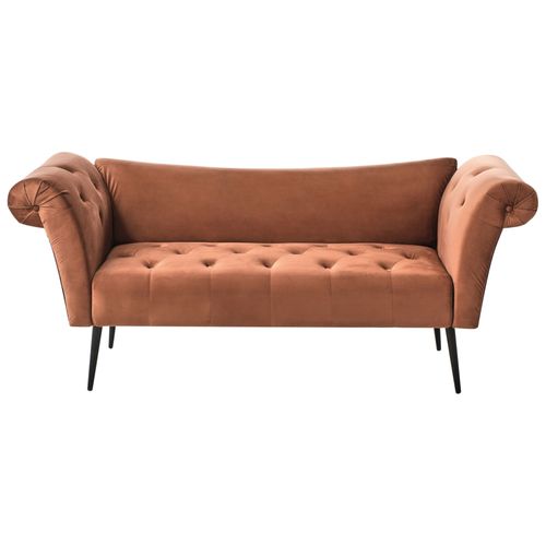 Chaise Longue Nantilly Velours Marron Doré