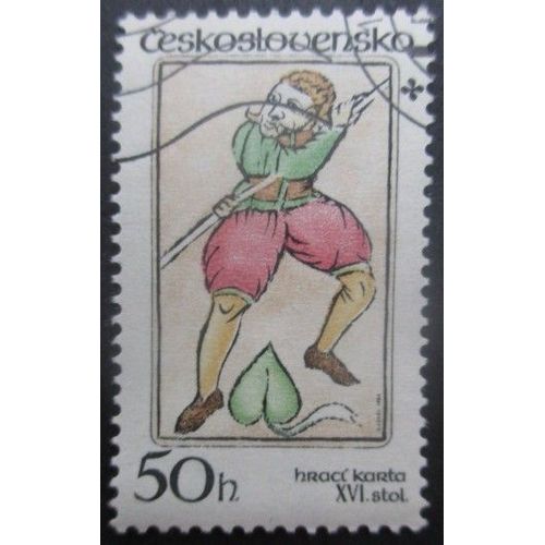 Tchecoslovaquie N°2593 Carte A Jouer Ancienne Oblitéré