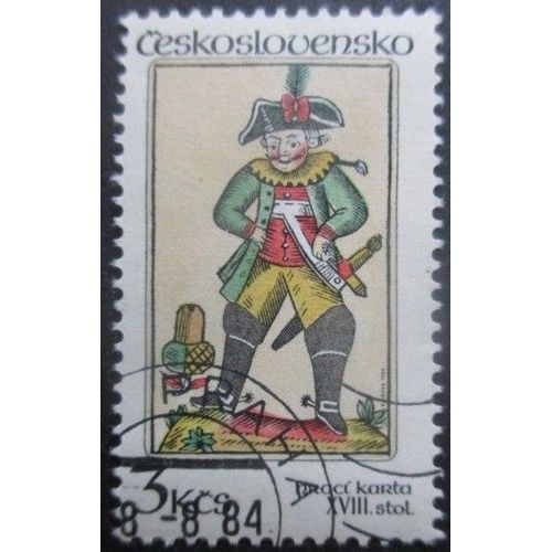 Tchecoslovaquie N°2596 Carte A Jouer Ancienne Oblitéré