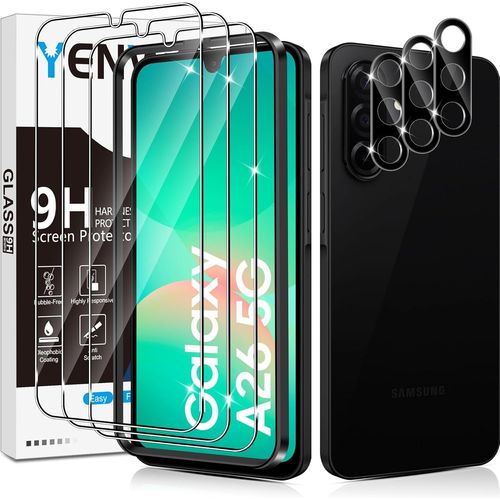 Kal-Verre Trempé Pour Samsung Galaxy A26 5g, 3 Pièces Protection Écran Film Et 3 Pièces Caméra Arrière Protecteur Pour Samsung A 26 5g, Anti Rayures, Dureté 9h Glass, Sans Bulles