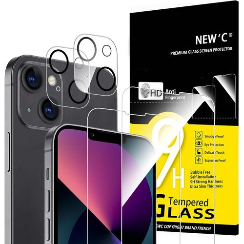 Kal-Lot De 4, 2 X Verre Trempé Pour Iphone 13 Mini Et 2 X Protection Ecran Caméra Arrière -Sans Bulles D'air -Ultra Résistant - Dureté 9h Glass
