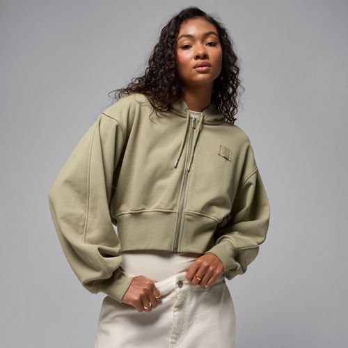 Sweat À Capuche Court Doublé En Satin Jordan Flight Fleece Pour Femme - Marron