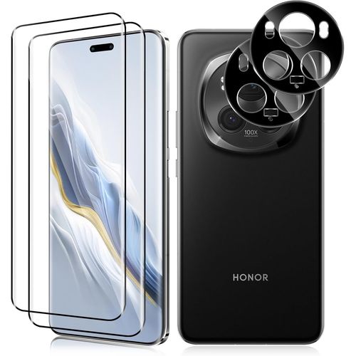 Kal-Verre Trempé Pour Honor Magic 6 Pro, 2+2 Pièces 3d Couverture Protection D'écran Film Et Caméra Arrière Protecteur, 9h Dureté Haute Définition