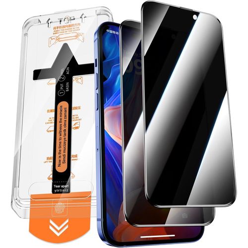 Kal-[2 Pièces] Verre Trempé Anti-Espion Pour Iphone 16, Dépoussiérage Automatique Haute Qualité Couverture Complète, Dureté 9h, Sans Bulles, Protection Écran Privacy Film