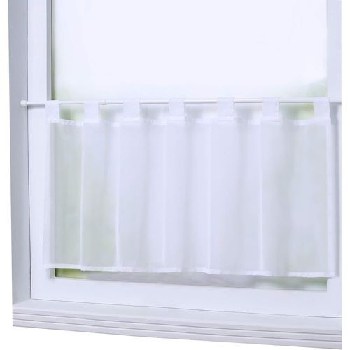 Rideau Brise-Bise Uni À Passant Sans Perçage Passe Tringle En Polyester Transparent Court Voilage Décor Pour Chambre Cuisine 1 Pièce Blanc Hxl 60x120cm