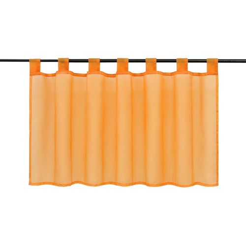 Rideau Brise-Bise Uni À Passant Sans Perçage Passe Tringle En Polyester Transparent Court Voilage Décor Pour Chambre Cuisine 1 Pièce Orange Hxl 60x145cm