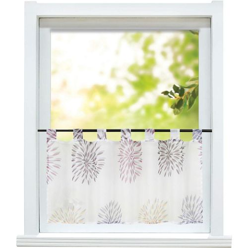 Rideau Brise-Bise Moderne - Transparent - Avec Passants - Motif Cercle - Violet - 60 X 120 Cm - 1 Pièce