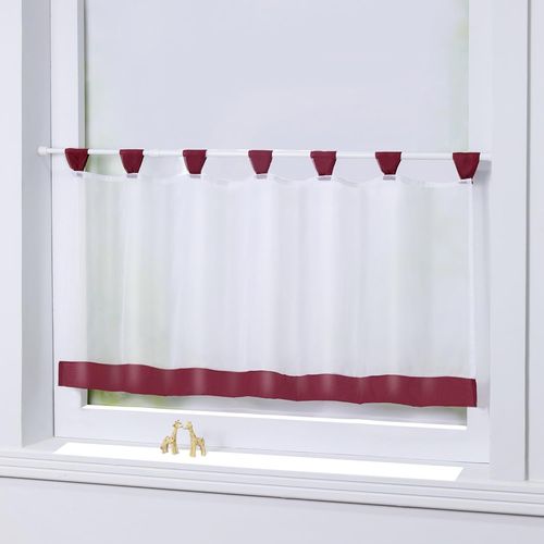 Mia Rideau Brise-Bise Uni Voilage À Passants En Polyester Transparent Simple Salle De Bain Cuisine Chambre À Coucher Balcon Bordeaux Hxl 60x120cm