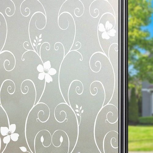 Film de confidentialité pour fenêtres en verre dépoli - Motif floral - Film décoratif statique pour fenêtre - 30 x 200 cm