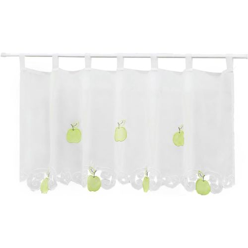 Carla« Stores » Rideau brise-bise en voile avec motifs fruités, Polyester, vert pomme, HxB 30x90cm