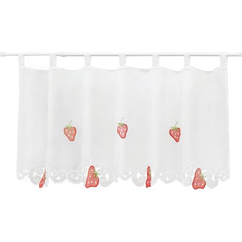 Carla« Stores » Rideau brise-bise en voile avec motifs fruités, Polyester, Fraise, HxB 30x90cm
