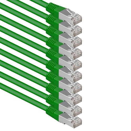 Kal-1 M Vert - Lot De 10 Câbles Réseau Cat.6 Patch Cable Cat6 S-Ftp Gigabit Lan Pimf Cat 6 Cuivre Cu Sans Halogène Internet Dsl Console De Jeu Smart Tv
