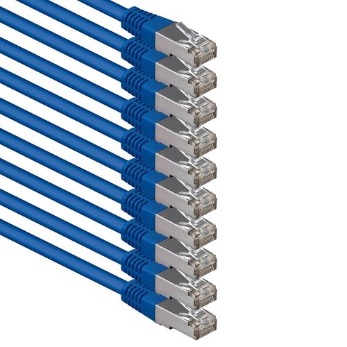 Kal-5 M Bleu - Lot De 10 Câbles Réseau Cat.6 Patch Cable Cat6 S-Ftp Gigabit Lan Pimf Cat 6 Cuivre Cu Sans Halogène Internet Dsl Console De Jeu Smart Tv