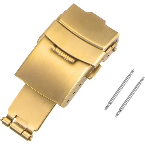 Kal-Fermoir Montre Déployante Boucle Pousser Bouton Pliant Rapide Libération Pour 16mm Cuir Bracelet Bracelet Doré