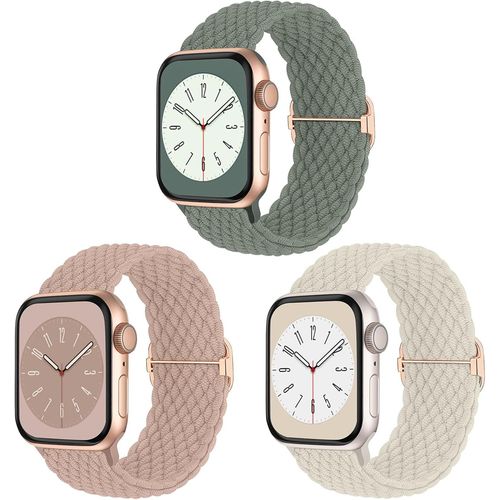 Kal-Lot De 3 Bracelets Tressés Compatibles Avec A-Pple Watch 38 À 41 Mm (Séries 1-10/Ultra 2/Se), En Nylon, Respirant Et Léger, Cadeau Pour Homme Et Femme