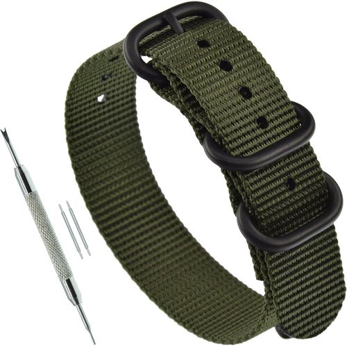 Kal-Bracelets De Montres Nylon Strap 3 Boucles(18 19 20 21 22 23 24mm)