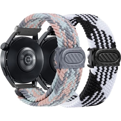 Kal-Bracelet Nylon De Tressé Réglable, 2pcs 22mm Bracelets De Montre Élastique Respirant Pour Hommes Et Femmes, Rechange Bracelet Avec Fermeture Rapide